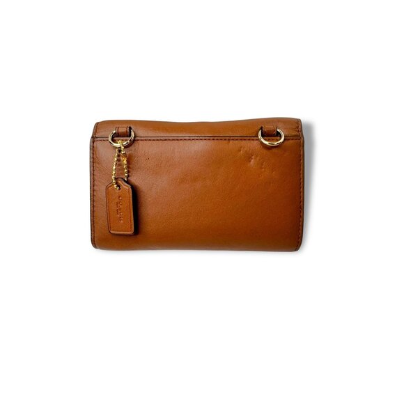 Coach Brown Leather Wallet Purse Phone Holder Removable Strap Snap Closure - Picture 4 of 13